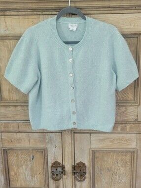 Song of Style Light Mint Short-Sleeve Button Cardigan